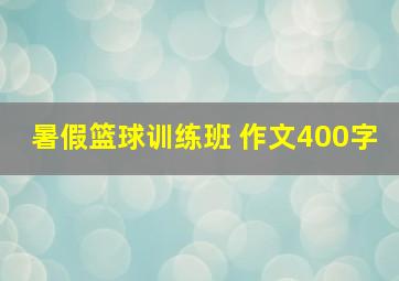 暑假篮球训练班 作文400字